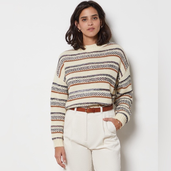 NWOT Elsamanda for Anthropologie Crewneck Dropped Sleeve Striped Sweater - Picture 1 of 12